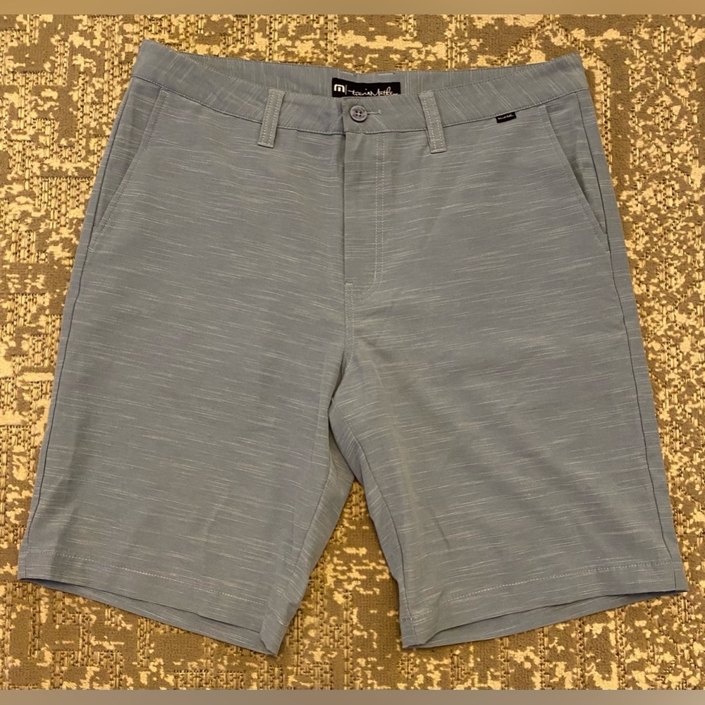 Travis Mathew Light Blue Flat Front Men Shorts